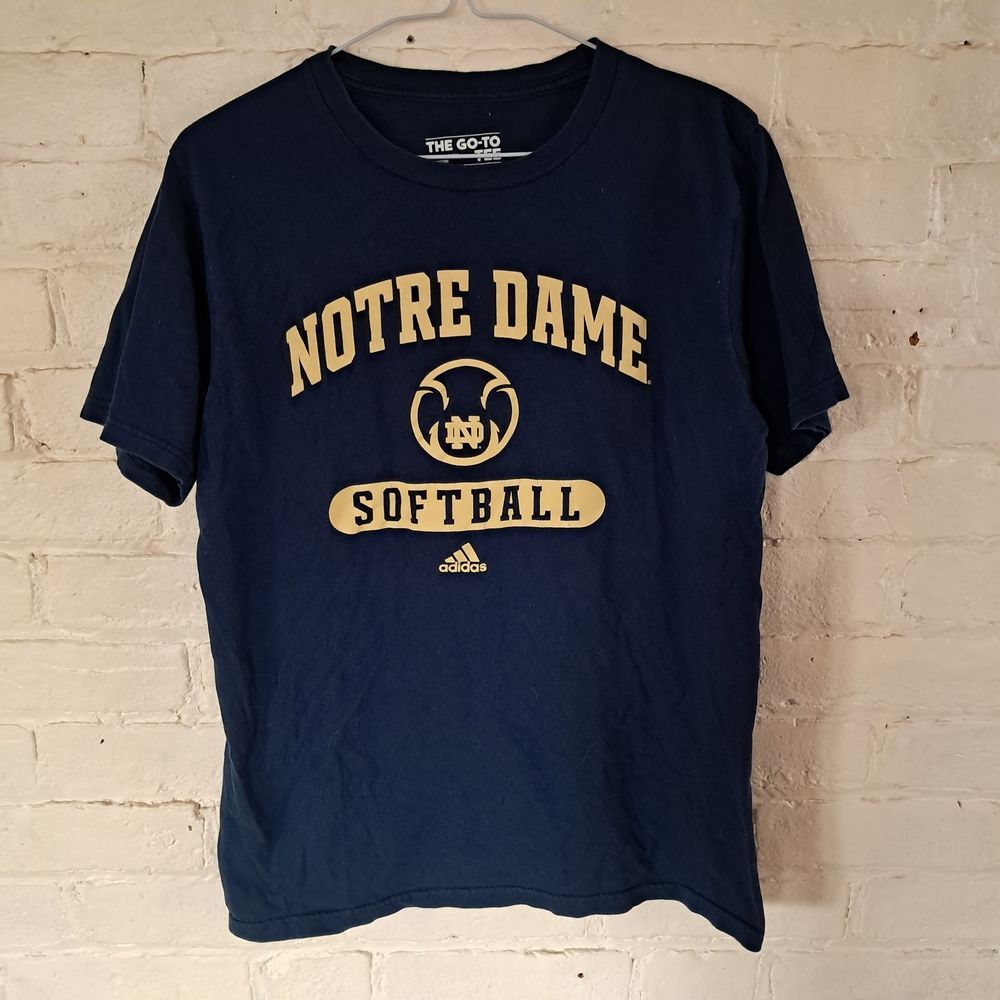 Navy Blue Unisex Tshirt Size Medium 100% Cotton Notre Dame Softball Adidas
